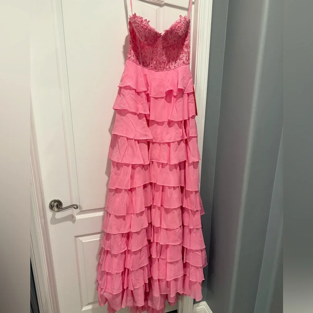 Strapless Ruffle Prom Dress - Picture 5 of 11